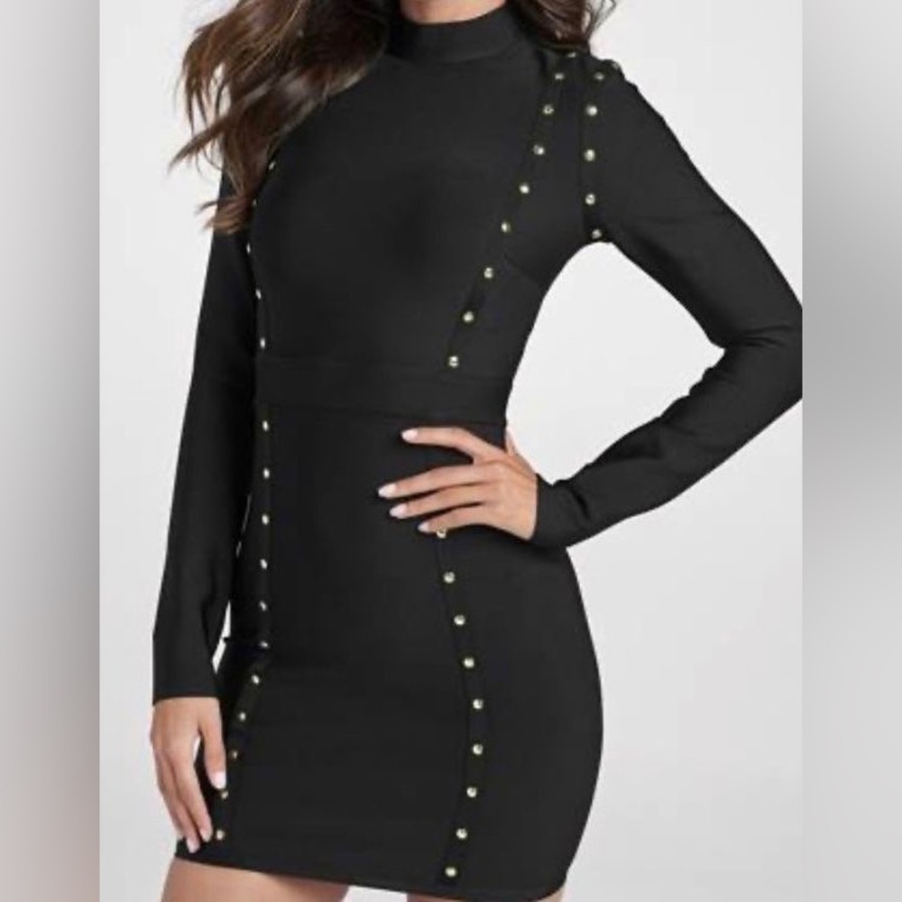 VENUS Black Dress with Gold Accents NWOT